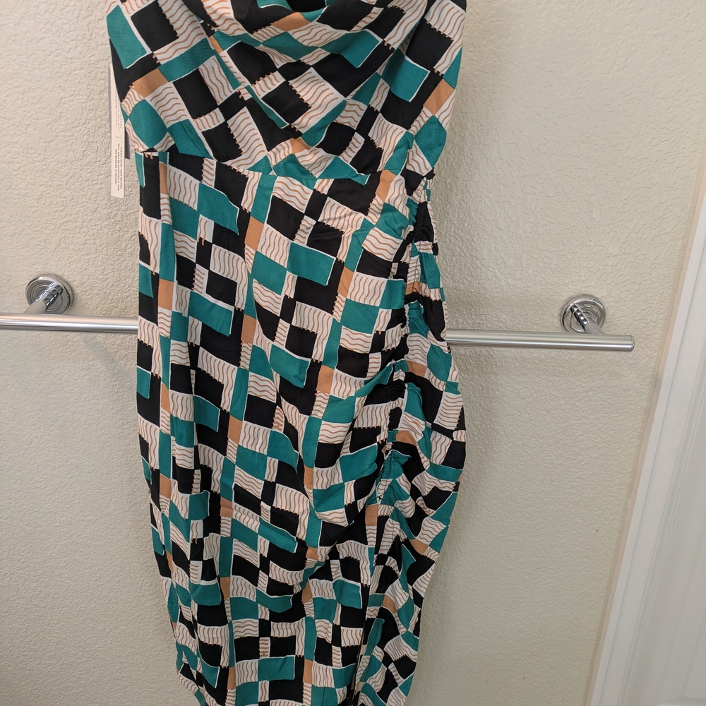 NWT - Anthropologie Asymmetrical Dress in Teal and Black - Picture 8 of 11